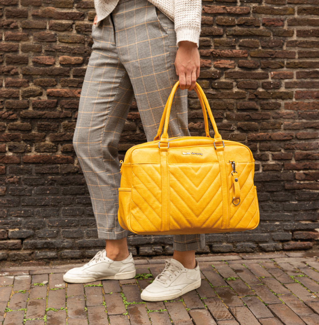 Amsterdam Quilted diaperbag ocher on hover
